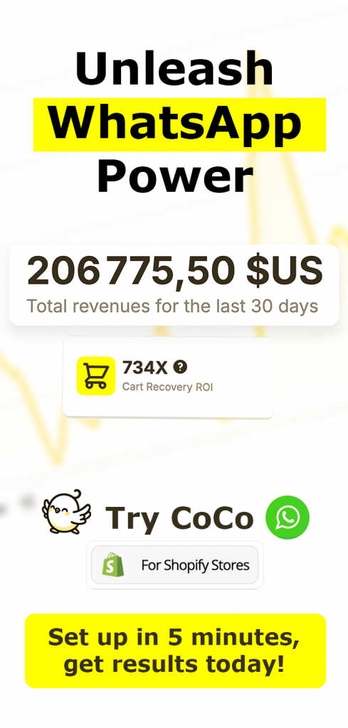 Banner for the App CoCo ( Shopify AI app for Whatsapp)
