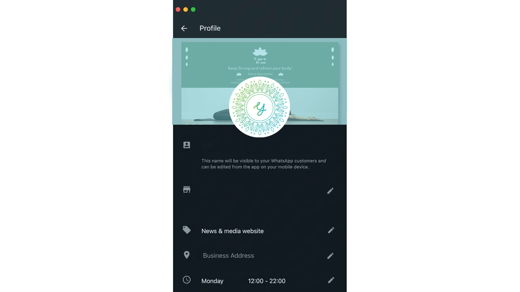 Whatsapp business cover for a online shop
